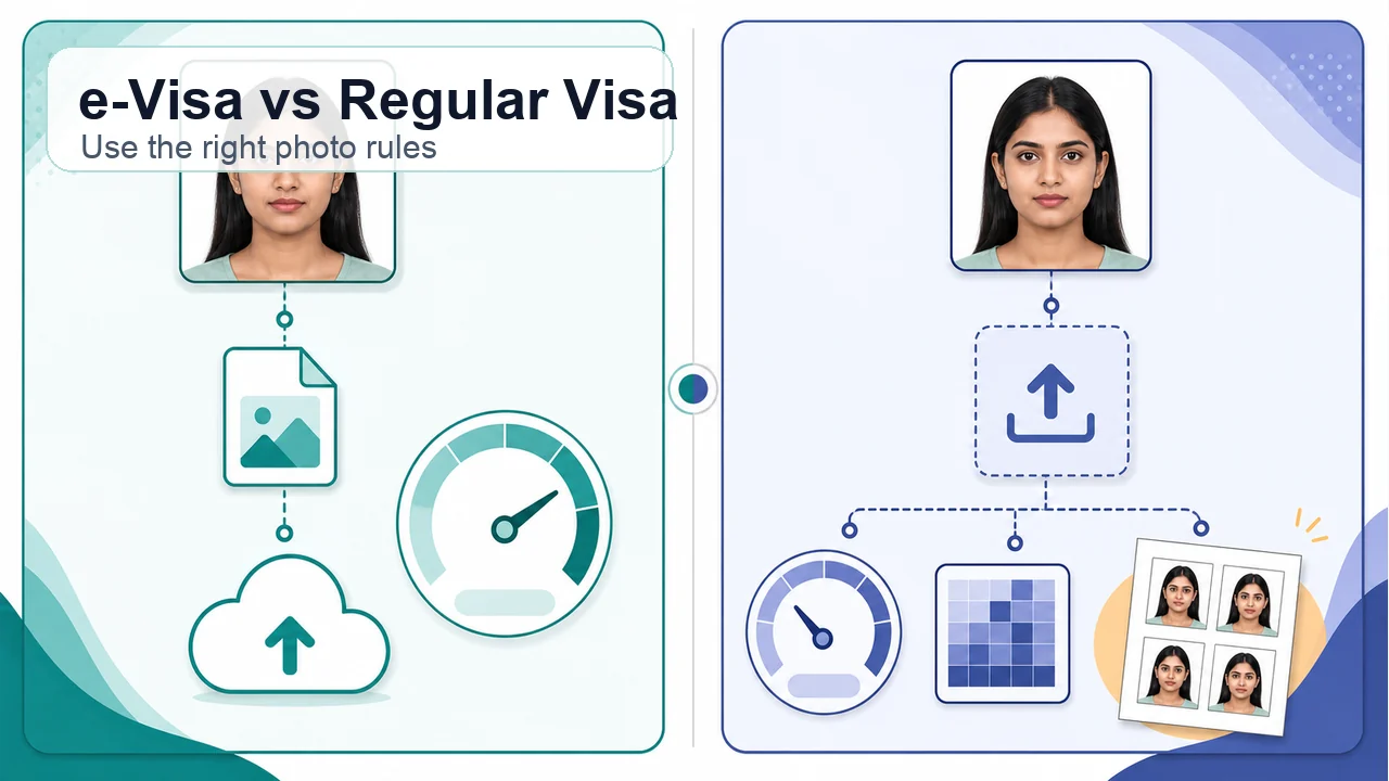 India e-VisaとRegular Visa写真の違いの図解
