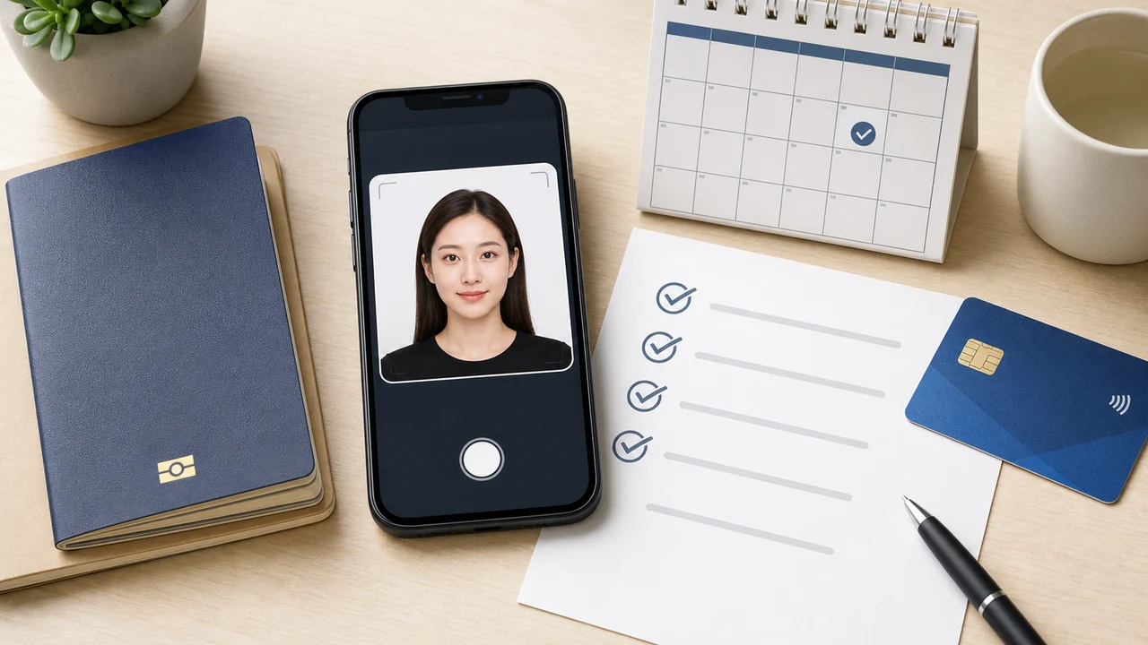 K-ETA application preparation checklist with phone, passport, calendar, and payment card