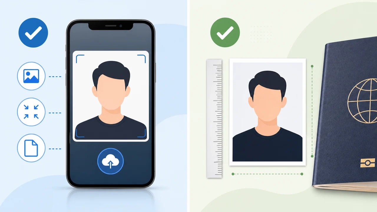 Comparison of K-ETA square digital photo and Korea visa vertical print photo