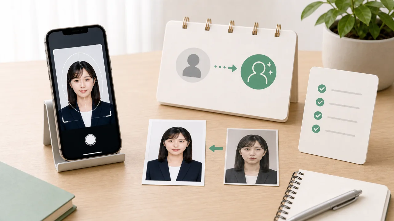 マイナンバーカード更新用写真で撮影時期と古い写真の使い回しを確認する様子