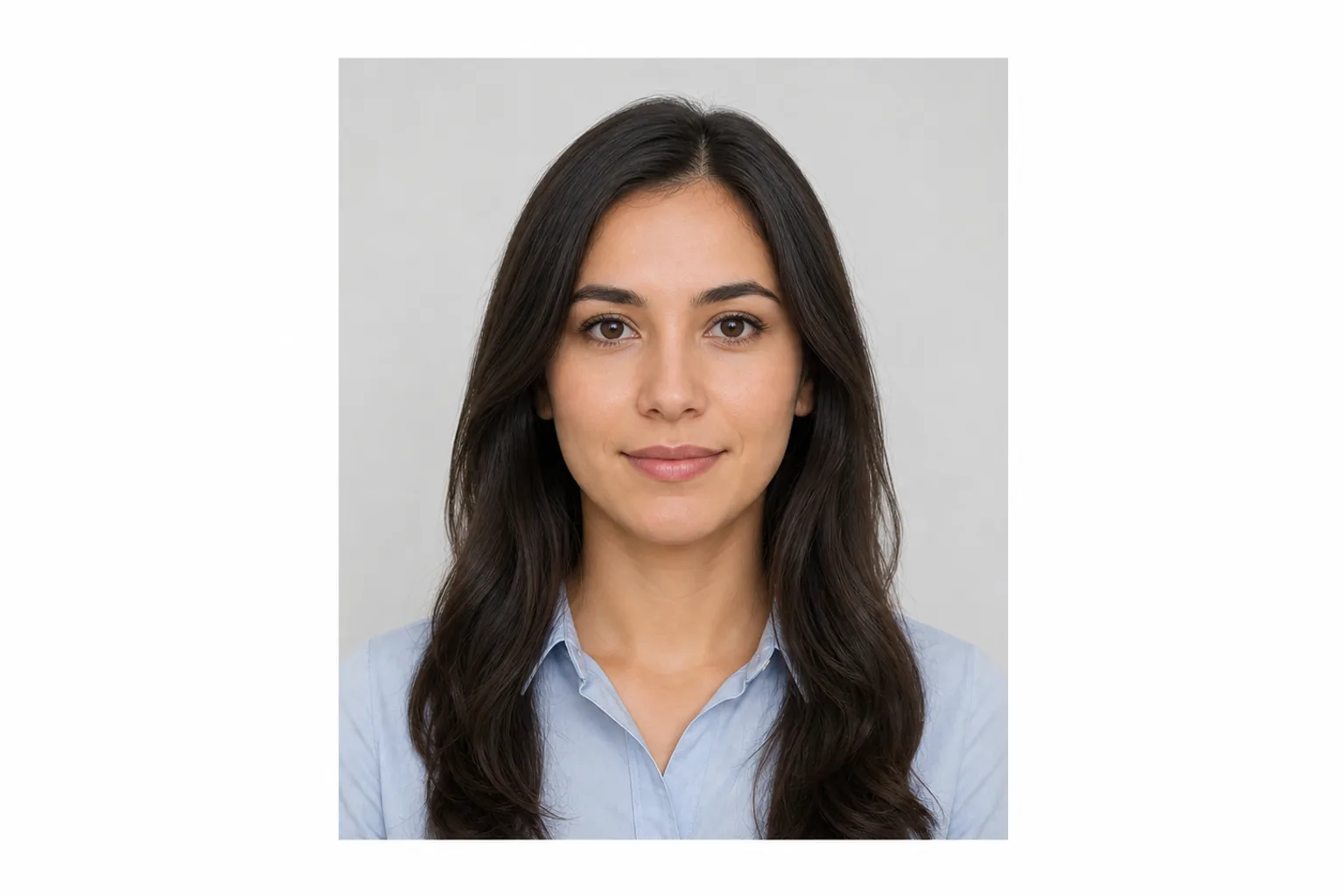 A finished face photo prepared for an online application