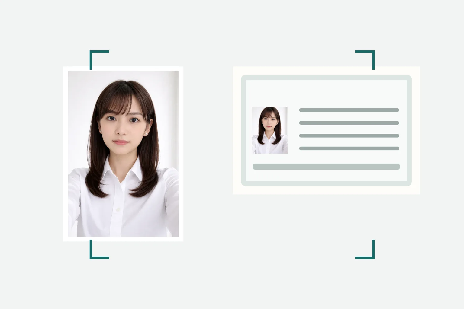 顔写真とパスポート画像の仕上がりを確認する操作イメージ