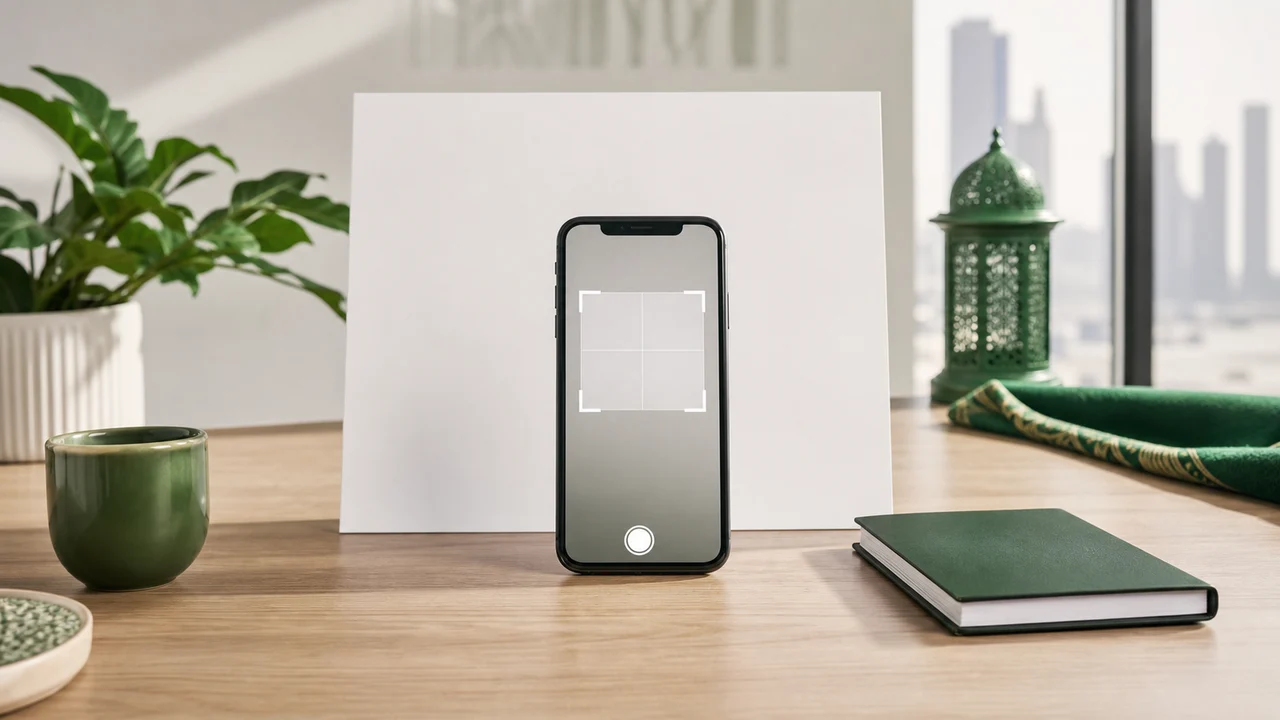 Saudi eVisa写真作成用のスマートフォンと正方形クロップ画面