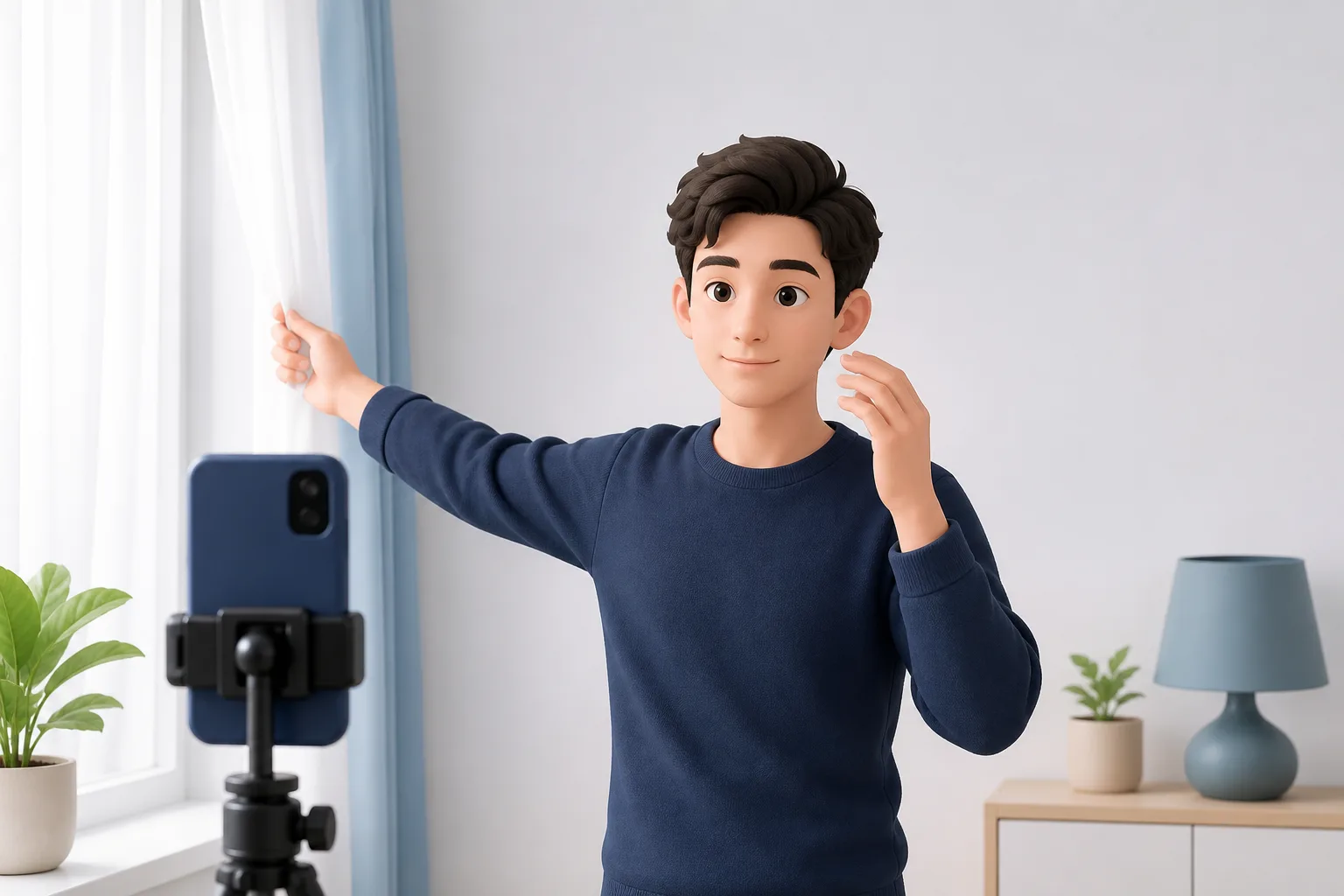 Illustration of preparing even room lighting for a face photo