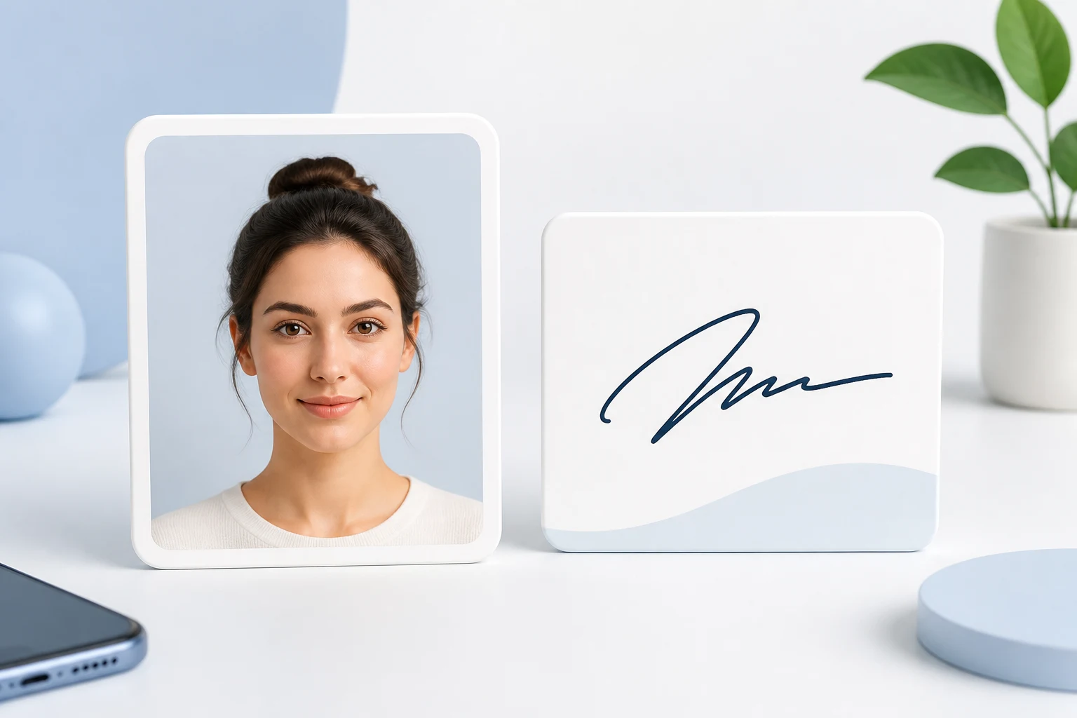 Illustration of completed face photo and signature image deliverables