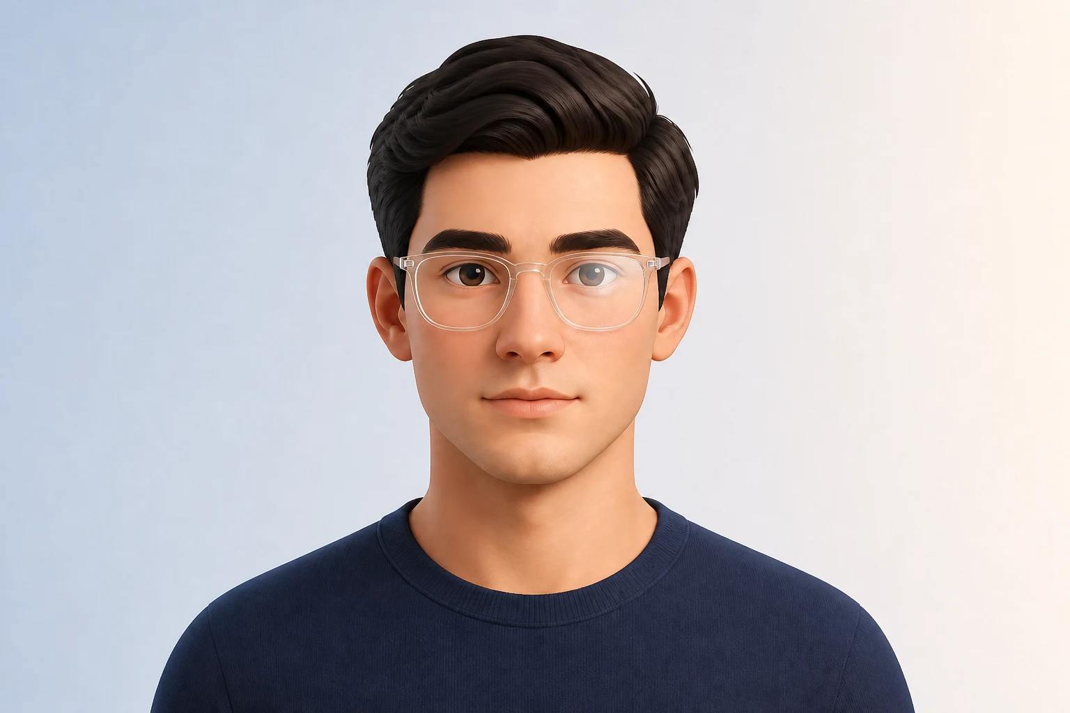 Illustration of a photo with reflection on eyeglasses