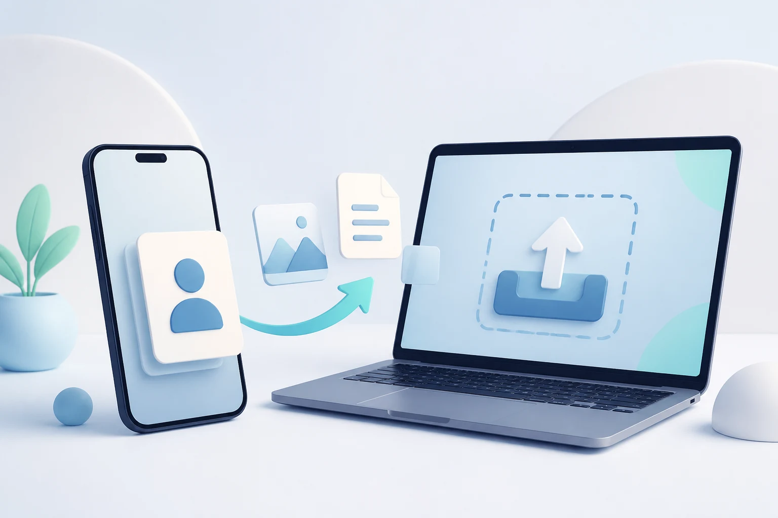 Illustration of uploading application files from a phone or computer
