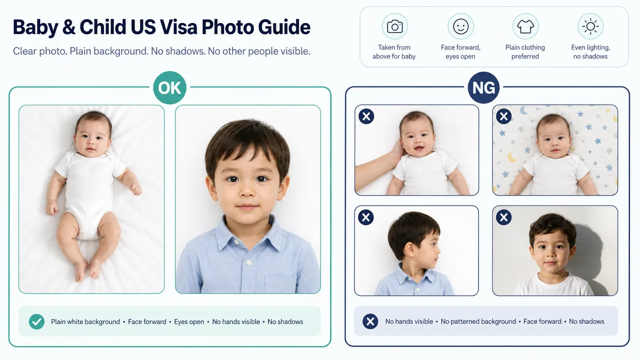 Baby and child US visa photo shooting guide
